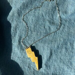 Bumblebee Jasper Lightning Bolt Pendant Nexklace